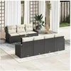Image de Canapés de Jardin 8 Pièces avec Coussins Noir en Rattan Acacia