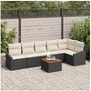 Image de Ensemble de Canapés de Jardin 7 Pièces avec Coussins Noir Poly Rattan Acacia 3356507