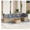 Image de Ensemble de canapés de jardin 7 pièces avec coussins Beige Poly Rattan Acacia