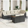 Image de Ensemble de canapés de jardin de 9 pièces avec coussins en poly rotin noir 3356514