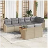 Image de Ensemble de Canapés de Jardin 9 pièces avec Coussins Beige Rotin Synthétique Acacia