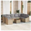 Image de Canapés Jardin 10 Pièces avec Coussins Beige Rattan Acacia