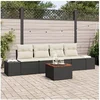 Image de Ensemble de canapé de jardin 5 pièces avec coussins noir poly rattan acacia