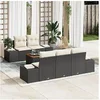 Image de Ensemble de Canapés de Jardin 6 Pièces avec Coussins en Noir Poly Rattan