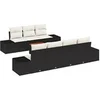 Image de Ensemble de Canapés de Jardin 8 Pièces avec Coussins Noir Poly Rattan Acacia