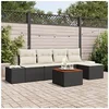 Image de Ensemble de canapé de jardin de 6 pièces avec coussins noirs en poly rattan