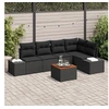 Image de Ensemble de canapé de jardin 6 pièces avec coussins noir en rotin synthétique 3356630