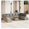 Image de Ensemble de Canapé de Jardin 11 pièces avec Coussins Beige Rotin Poly Acacia