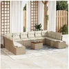 Image de Ensemble de 11 pièces de canapé de jardin avec coussins Beige Rotin Poly Acacia