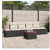 Image de Ensemble de canapé de jardin 5 pièces avec coussins en poly rotin noir d'acacia 3356687
