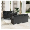 Image de Ensemble de canapé jardin 7 pièces avec coussins Noir Rattan Poly, Canapé jardin 2 places avec rangement & coussins Noir Rattan
