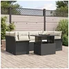 Image de Ensemble de Canapés Jardin 7 pièces avec Coussins Rattan Poly Noir, Canapé de Jardin 2 Places avec Rangement et Coussins Rattan