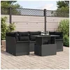 Image de Set de canapé de jardin 7 pièces avec coussins Rotin Poly Noir, Canapé de jardin 2 places vidaXL avec rangement 3356956