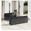 Image de Ensemble de canapé de jardin 8 pièces avec coussins en poly rattan noir, Canapé de jardin 2 places avec rangement et 3356966