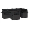 Image de Canapé de Jardin 6 Pièces avec Coussins Rotin Poly Noir, Canapé de Jardin 2 Places avec Rangement & Coussins Rotin Poly Noir
