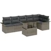 Image de Canapés de Jardin 7 pièces avec Coussins Gris Rattan, Canapé de Jardin 2 Places avec Rangement et Coussins Gris Rattan