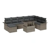 Image de Canapés de Jardin 9 pièces avec Coussins Gris Rattan Poly, Canapé 2 places avec Rangement et Coussins Gris Rattan Poly 3357072