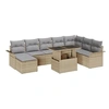 Image de Ensemble de Canapé de Jardin 9 Pièces avec Coussins Beige Poly Rattan, Canapé de Jardin 2 Places avec Rangement et Coussins 3357073