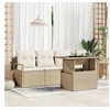 Image de Ensemble de 5 pièces de canapé de jardin avec coussins Beige Poly Rotin, Canapé de jardin 2 places avec rangement et coussins B