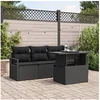 Image de Ensemble de canapé de jardin 5 pièces avec coussins en poly rotin noir, Canapé de jardin 2 places avec rangement et cous