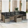 Image de Canapé de Jardin 8 Pièces avec Coussins Gris Rotin Synthétique, Canapé de Jardin 2 Places avec Rangement et Coussins Gris Rotin