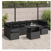 Image de Canapés de Jardin 8 Pièces avec Coussins Noir Rotin Poly, Canapé de Jardin 2 Places avec Rangement et Coussins Noir Rotin Poly