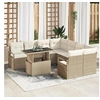 Image de Ensemble de canapé de jardin 9 pcs Beige Poly rotin, Jardin et terrasse, sièges modulaires, ensembles légers, confort 3357534