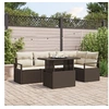 Image de Ensemble de Canapé de Jardin 6 Pièces avec Coussins Marron Poly Rattan, Canapé de Jardin 2 Places avec Rangement et Coussins Ma
