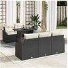 Image de Ensemble de canapé de jardin de 6 pièces avec coussins en rattan synthétique noir