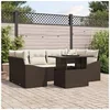 Image de Ensemble de canapés de jardin 7 pièces avec coussins en rattan synthétique marron
