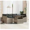 Image de Set de Canapé de Jardin 7 Pièces avec Coussins Gris Rattan Poly 3357672