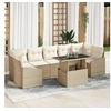 Image de Ensemble de canapé de jardin 8 pièces avec coussins Beige en poly rattan