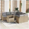 Image de Ensemble de Canapé de Jardin 9 Pièces avec Coussins Beige en Rattan Poly