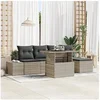 Image de Salon de jardin modulable rotin gris 6 pieces 100 x 55 x 100 cm 5 personnes