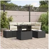 Image de Ensemble de canapé de jardin 5 pièces avec coussins Noir Poly Rattan