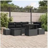 Image de Ensemble de canapé de jardin 7 pièces avec coussins en poly rotin noir