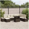 Image de Ensemble de Canapé de Jardin 9 pièces avec Coussins Marron en Rattan Synthétique