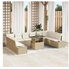 Image de Ensemble de canapé de jardin de 11 pièces avec coussins Beige en poly rotin
