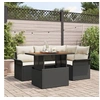 Image de Ensemble de Canapés de Jardin 5 Pièces avec Coussins Noir Rattan Poly, Canapé de Jardin 2 Places avec Rangement et Coussins Noi