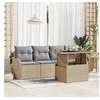 Image de Set de canapé de jardin de 5 pièces avec coussins beige poly rotin, Canapé de jardin de 2 places avec rangement et coussins 3358128