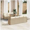 Image de Ensemble de canapé de jardin 8 pièces avec coussins Beige Poly Rattan, Canapé de jardin 2 places avec rangement & coussins Beig