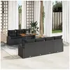 Image de Ensemble de 8 Pièces de Canapés de Jardin avec Coussins Noir en Rattan Poly, Canapé de Jardin 2 Places avec Rangement et 3358284