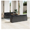 Image de Ensemble de Canapés de Jardin 9 pièces avec Coussins Noir Rattan Poly de, Canapé de Jardin 2 places avec Rangement & Cou