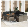Image de Ensemble de Canapés de Jardin de 9 pièces avec Coussins Gris Rattan Poly