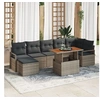 Image de Ensemble de Canapés de Jardin de 8 pièces avec Coussins Gris en Rotin Poly