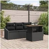 Image de Ensemble de canapé de jardin 5 pièces avec coussins en poly rattan noir