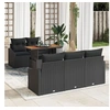 Image de Ensemble de salon de jardin 6 pièces avec coussins en poly rattan noir