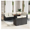 Image de Ensemble de canapés de jardin 9 pièces avec coussins Noir Poly Rotin