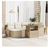 Image de Canapé de jardin 7 pièces avec coussins Beige Rotin poly