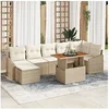 Image de Ensemble de canapé de jardin 8 pièces avec coussins Beige Rattan Poly